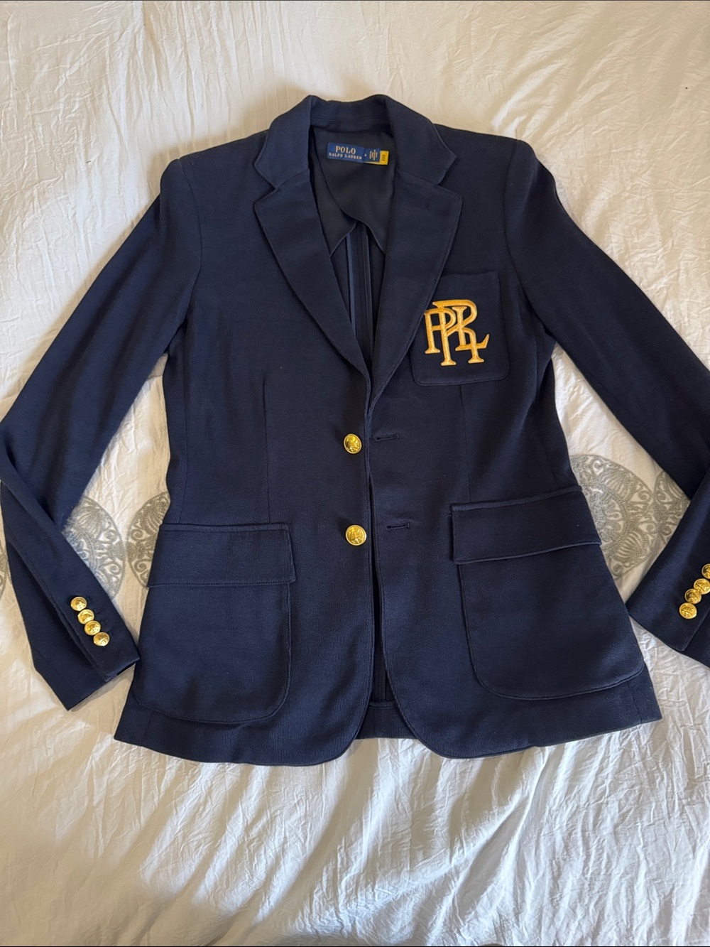 Polo by Ralph Lauren Navy Blazer with Gold Crest and Buttons